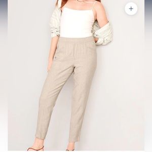 NWT Old Navy Flax Linen Tapered Leg Pull on Pants